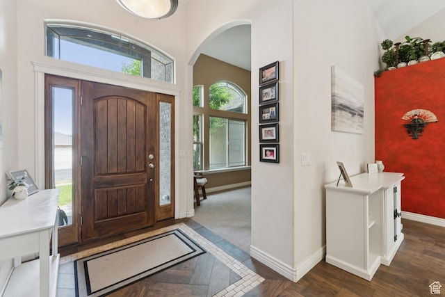 473 W 175 N, Morgan, UT 84050 - entryway featuring baseboards, arched walkways, and dark wood-type flooring
