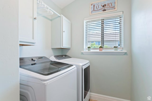 2367 S Wesson Dr, Saratoga Springs, UT 84045 - laundry area featuring cabinet space, washer and dryer, and baseboards