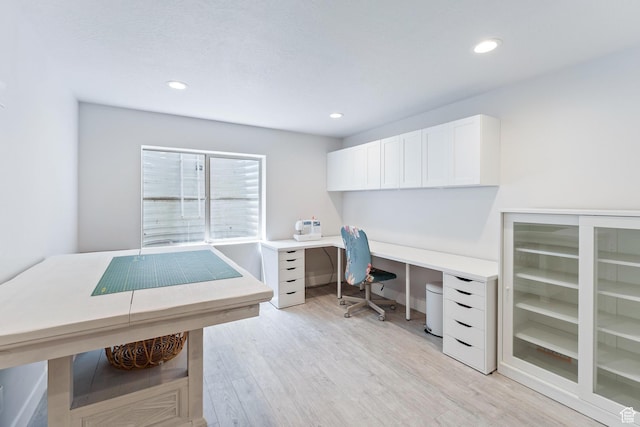2367 S Wesson Dr, Saratoga Springs, UT 84045 - office featuring light wood finished floors, recessed lighting, and beverage cooler