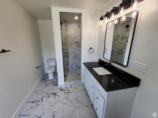 930 E 22nd St, Ogden, UT 84401 - bathroom with marble look tiles, toilet, a marble finish shower, baseboards, and vanity