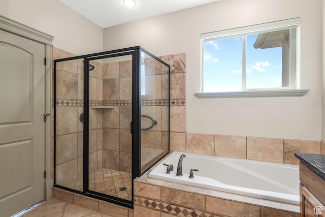 1596 E Millbrook Way S, Bountiful, UT 84010 - bathroom with a bath, a stall shower, and vanity