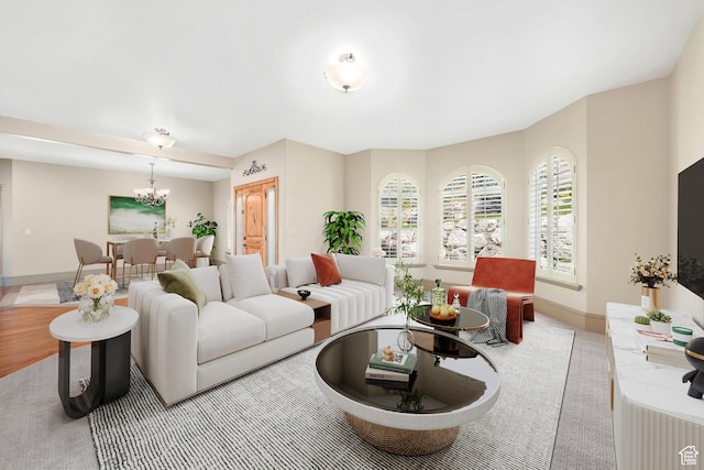 1596 E Millbrook Way S, Bountiful, UT 84010 - living area with a chandelier and baseboards