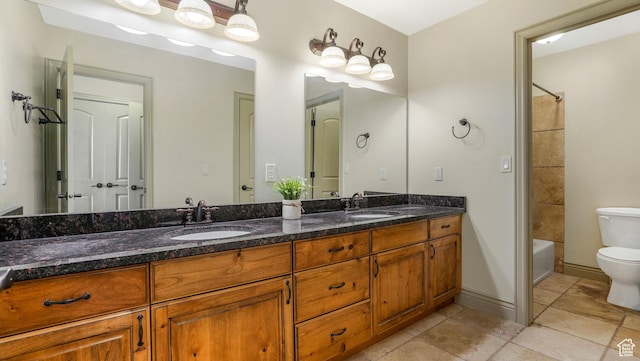 1596 E Millbrook Way S, Bountiful, UT 84010 - full bath with toilet, double vanity, washtub / shower combination, and tile patterned floors