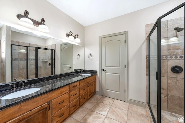 1596 E Millbrook Way S, Bountiful, UT 84010 - full bathroom with a stall shower, double vanity, and tile patterned floors