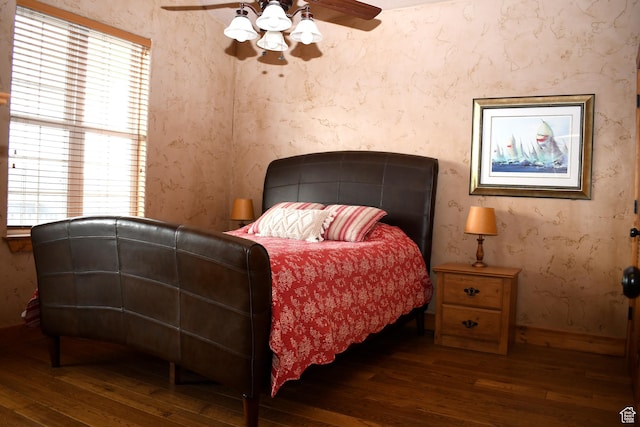 45 Wedge Way, Garden City, UT 84028 - bedroom featuring hardwood / wood-style flooring, ceiling fan, and baseboards
