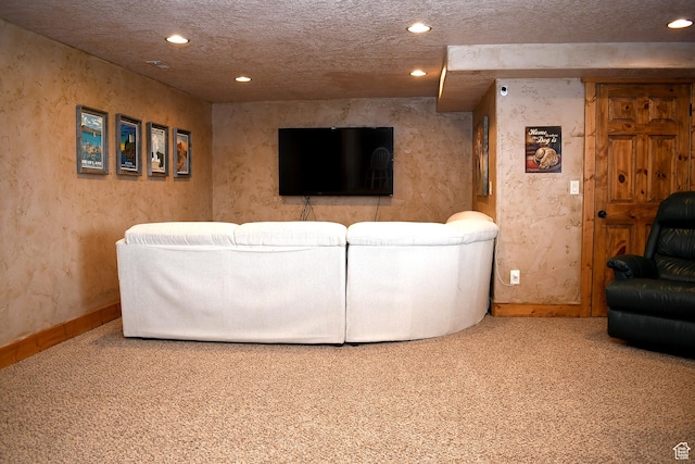 45 Wedge Way, Garden City, UT 84028 - carpeted living area with baseboards, recessed lighting, and a textured ceiling