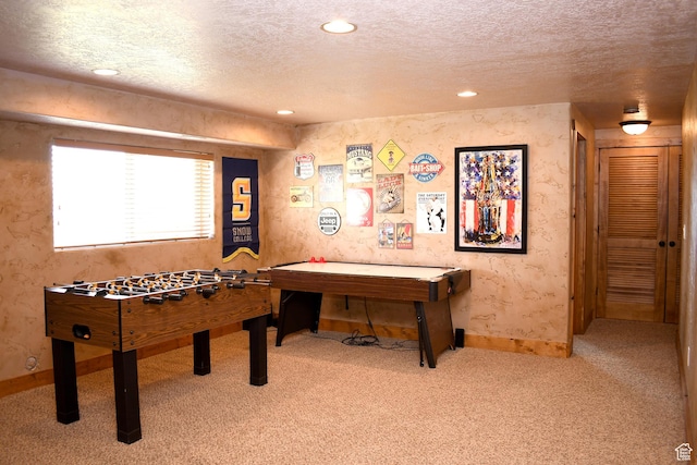 45 Wedge Way, Garden City, UT 84028 - playroom featuring carpet, a textured ceiling, baseboards, and recessed lighting