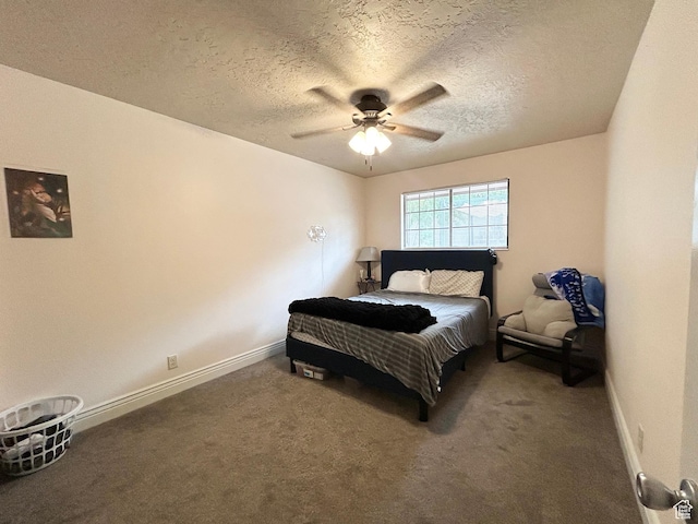 344 E Vermillion Ave, St George, UT 84790 - bedroom featuring a textured ceiling, carpet flooring, baseboards, and ceiling fan