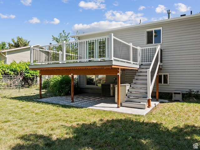 544 W 425 S, Layton, UT 84041 - rear view of house with a patio, a deck, a lawn, and cooling unit