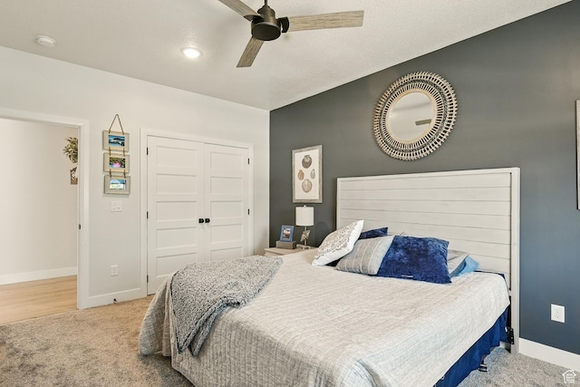 4657 W 275 N, Cedar City, UT 84720 - bedroom featuring a closet, carpet, baseboards, and ceiling fan