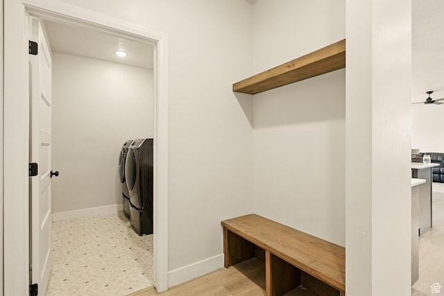 4657 W 275 N, Cedar City, UT 84720 - washroom featuring separate washer and dryer, baseboards, and ceiling fan