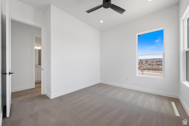 824 S 1690 W, Hurricane, UT 84737 - unfurnished bedroom featuring carpet floors, baseboards, recessed lighting, and ceiling fan