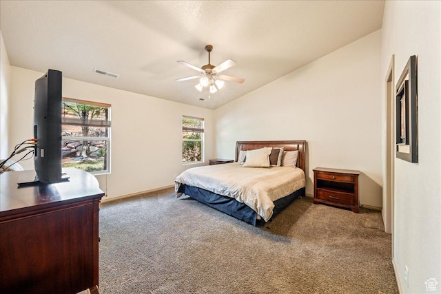 1173 W Snow Canyon Pkwy Unit 30, St George, UT 84770 - carpeted bedroom featuring vaulted ceiling, ceiling fan, and baseboards