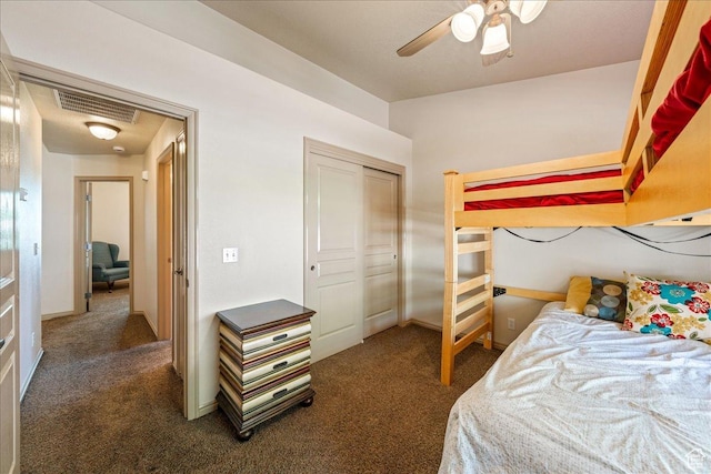 1173 W Snow Canyon Pkwy Unit 30, St George, UT 84770 - bedroom with carpet floors, a closet, and a ceiling fan