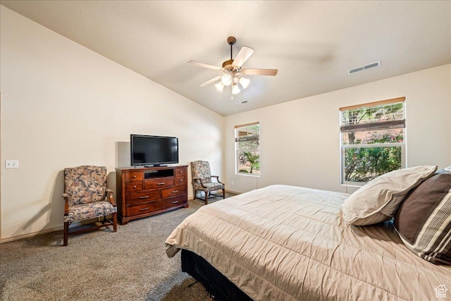 1173 W Snow Canyon Pkwy Unit 30, St George, UT 84770 - carpeted bedroom with vaulted ceiling and ceiling fan