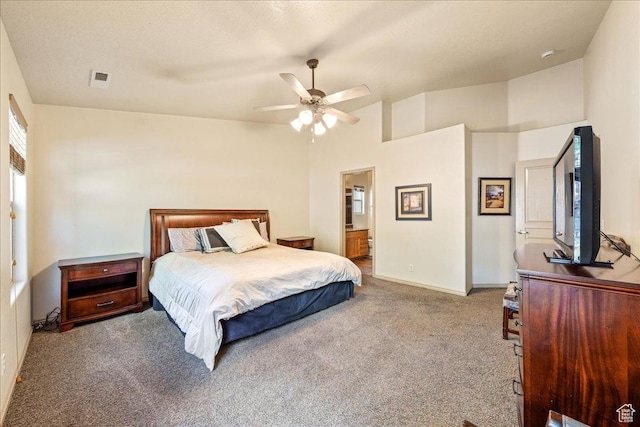 1173 W Snow Canyon Pkwy Unit 30, St George, UT 84770 - carpeted bedroom featuring baseboards, a ceiling fan, and ensuite bathroom