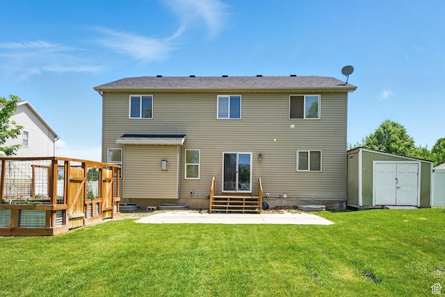 13708 S Manas Ct, Herriman, UT 84096 - rear view of house featuring a lawn, a patio, and a deck