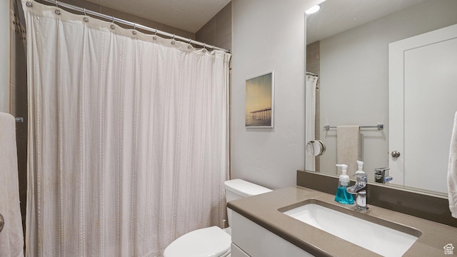 225 W 1390 N, Orem, UT 84057 - bathroom with toilet, vanity, and a shower with shower curtain