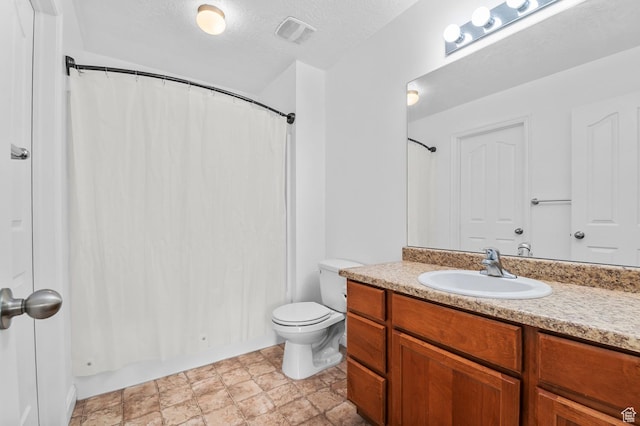 4699 W Greensand Dr S, West Jordan, UT 84084 - full bathroom with vanity, toilet, a textured ceiling, and shower / bath combo
