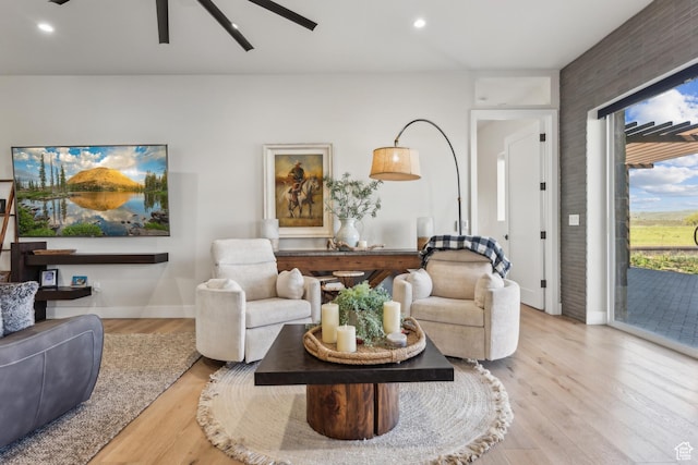 2711 S 500 E, Francis, UT 84036 - living area with light wood-style floors, a ceiling fan, baseboards, and recessed lighting