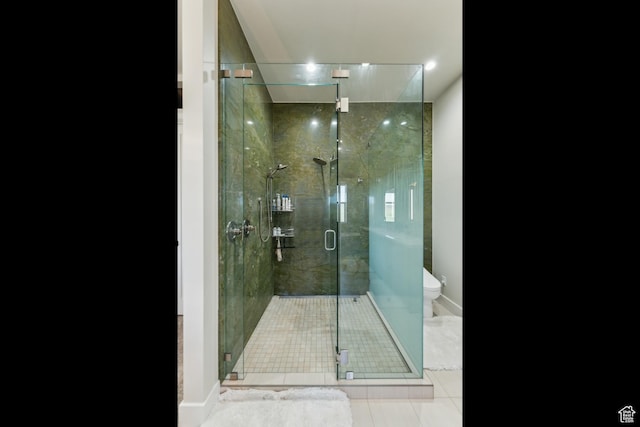 2711 S 500 E, Francis, UT 84036 - full bath featuring tile patterned flooring, toilet, a stall shower, and baseboards