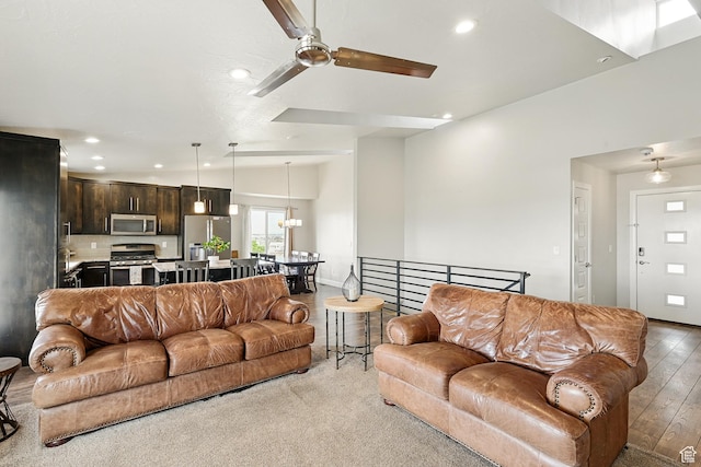 48 S Cimarron Cir, Cedar City, UT 84720 - living room with recessed lighting, ceiling fan, a chandelier, and baseboards
