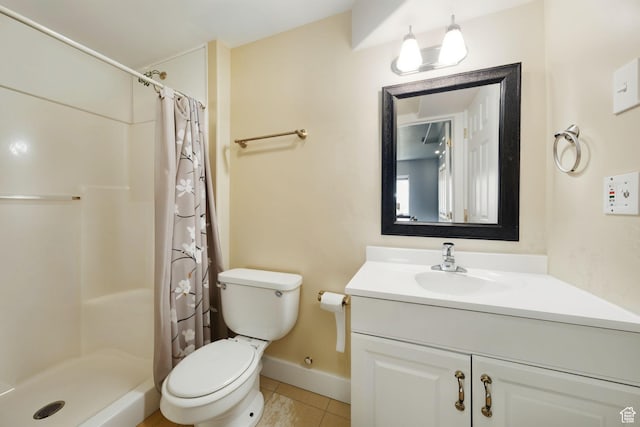 1826 N 2600 W, Lehi, UT 84043 - bathroom with toilet, tile patterned flooring, vanity, curtained shower, and baseboards