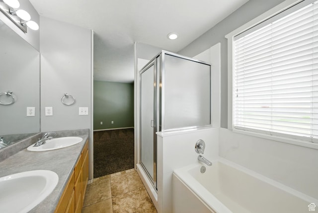 1826 N 2600 W, Lehi, UT 84043 - bathroom with a garden tub, double vanity, and a stall shower