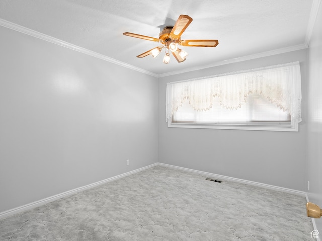 9751 S Garnet Dr, Sandy, UT 84094 - carpeted spare room featuring ornamental molding, a ceiling fan, and baseboards