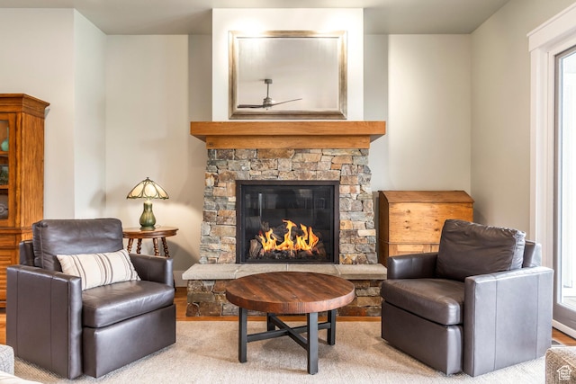 1123 Dutch Fields Pkwy, Midway, UT 84049 - living area with a fireplace and a ceiling fan