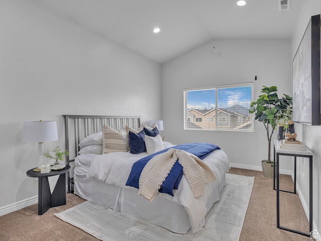 3877 S 1655 W, West Valley City, UT 84119 - bedroom featuring carpet floors, vaulted ceiling, baseboards, and recessed lighting