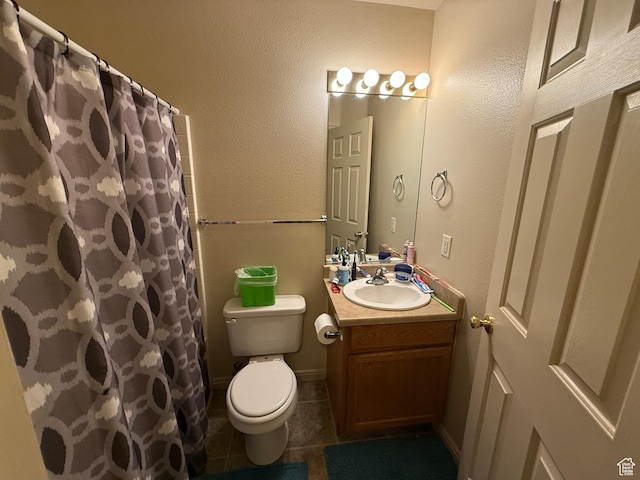 1087 N 1800th Cir W, St George, UT 84770 - full bath featuring tile patterned flooring, toilet, vanity, and a shower with shower curtain