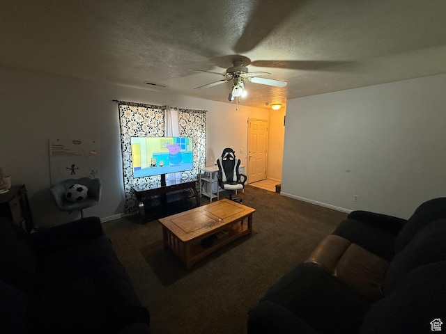1087 N 1800th Cir W, St George, UT 84770 - carpeted living area with a ceiling fan, baseboards, and a textured ceiling