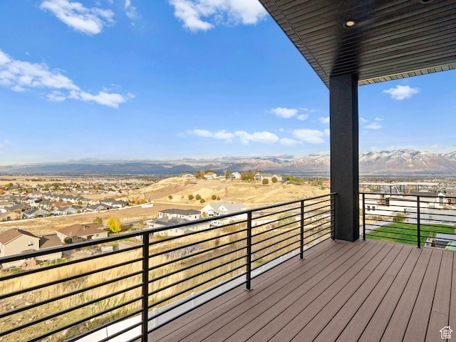 7272 W Summit Crest Cir, Herriman, UT 84096 - wooden deck with a mountain view and a residential view