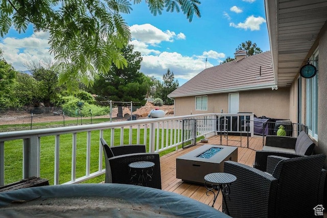 580 S Stagecoach Dr, Brookside, UT 84782 - deck with an outdoor fire pit