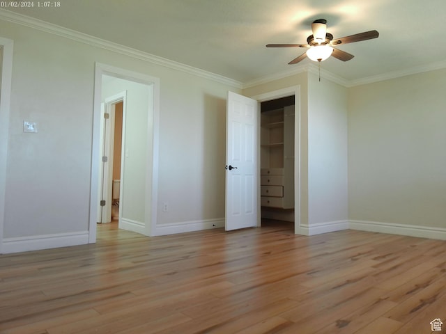 919 E Millbrook Way, Bountiful, UT 84010 - unfurnished bedroom with light wood-type flooring, ornamental molding, baseboards, and ceiling fan