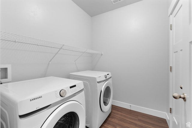 1809 W Terra Vista Ln N Unit B1, Saratoga Springs, UT 84045 - washroom featuring washing machine and clothes dryer, baseboards, and dark wood finished floors