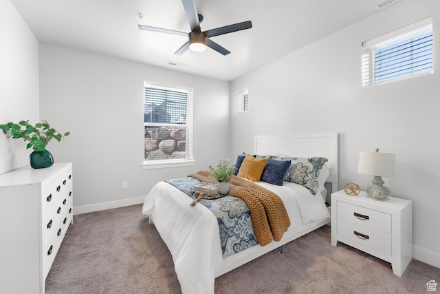 1809 W Terra Vista Ln N Unit B1, Saratoga Springs, UT 84045 - bedroom with multiple windows, light carpet, baseboards, and a ceiling fan