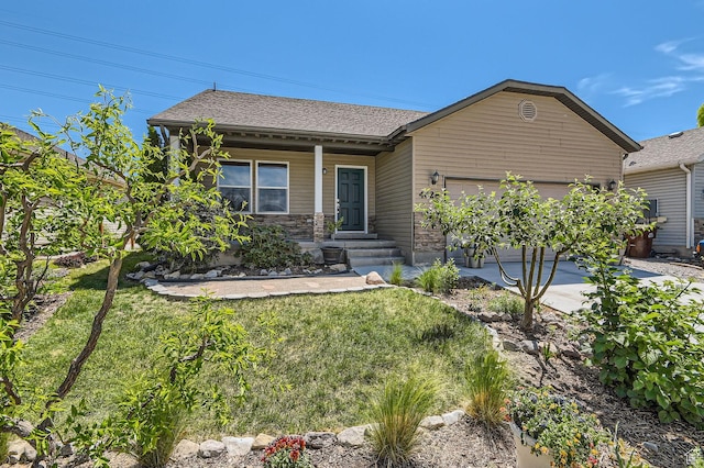 4628 N Long Way, Eagle Mountain, UT 84005 - single story home featuring an attached garage, a front yard, concrete driveway, and a porch