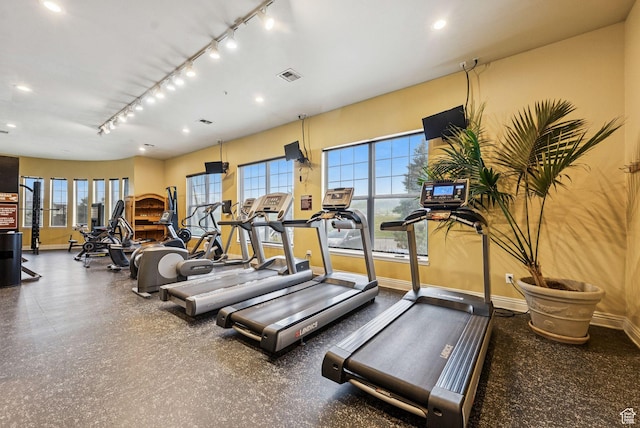 900 Bitner Rd Unit D32, Park City, UT 84098 - gym with baseboards, track lighting, and recessed lighting