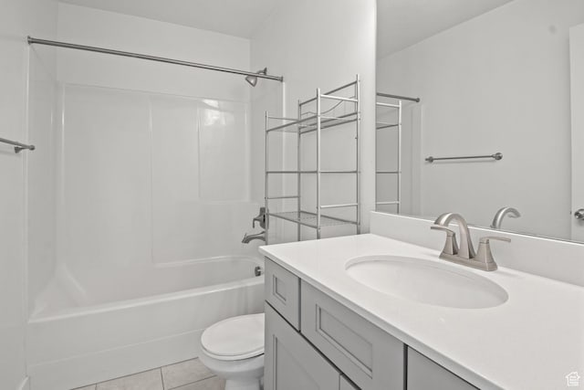 274 W 530 N Unit 329, Vineyard, UT 84059 - bathroom featuring toilet, vanity, shower / tub combination, and tile patterned flooring