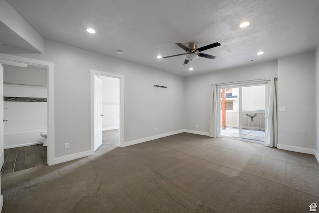 2185 W Crestview Dr, Lehi, UT 84043 - unfurnished bedroom with recessed lighting, carpet, baseboards, connected bathroom, and access to exterior