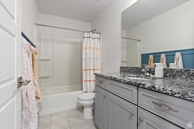 1252 W Cinch Way S, Bluffdale, UT 84065 - bathroom with vanity, toilet, shower / bath combo with shower curtain, and tile patterned flooring