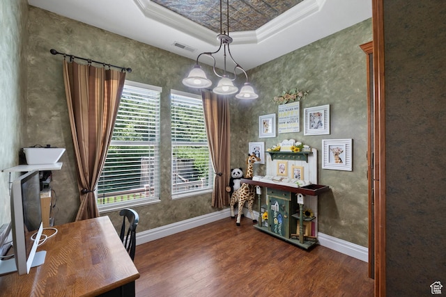 8149 S 2425 E, South Weber, UT 84405 - office space with wood finished floors, ornamental molding, and a raised ceiling