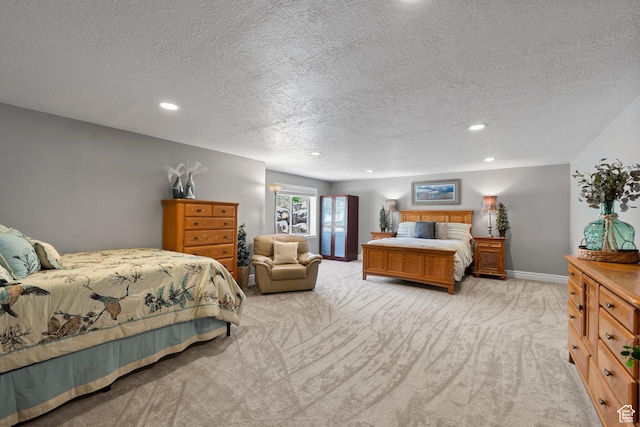 8149 S 2425 E, South Weber, UT 84405 - bedroom featuring light colored carpet, a textured ceiling, and recessed lighting
