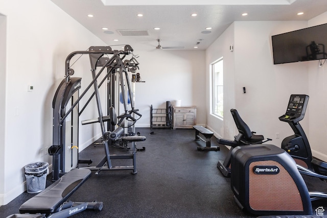 266 N 2020 W # 74, Hurricane, UT 84737 - workout area featuring recessed lighting, baseboards, and ceiling fan