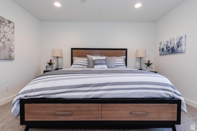356 W Oregon Trail Dr Unit 100, Garden City, UT 84028 - bedroom featuring carpet, baseboards, and recessed lighting