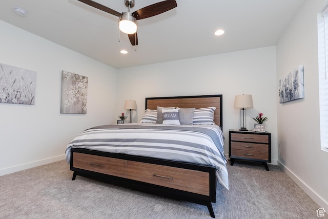 356 W Oregon Trail Dr Unit 100, Garden City, UT 84028 - carpeted bedroom with baseboards, ceiling fan, and recessed lighting