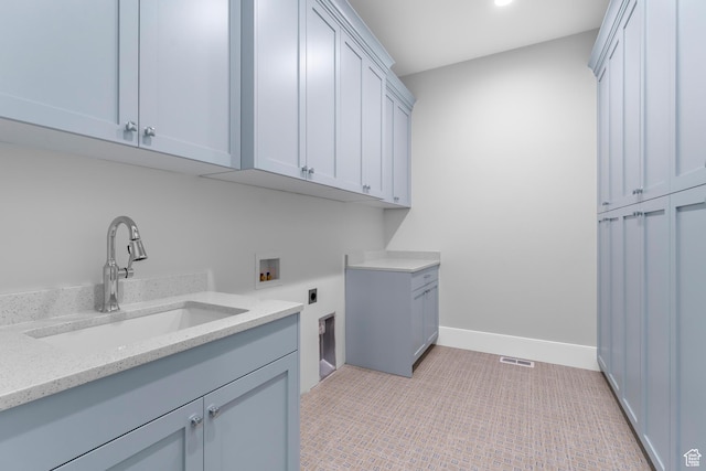 3851 W Box Elder Cir, Alpine, UT 84004 - laundry room with hookup for an electric dryer, cabinet space, hookup for a washing machine, recessed lighting, and baseboards