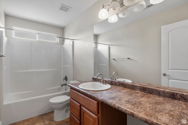 1754 E Cedar Trails Way, Eagle Mountain, UT 84005 - full bathroom with shower / washtub combination, vanity, toilet, and tile patterned floors